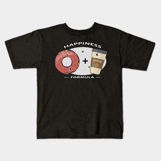 Happiness Formula - Donut And Coffee - Funny Kids T-Shirt